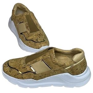 New Donald J. Pliner KARLI Cork With Gold Trim Luxury fashion Sneakers Size 6.5